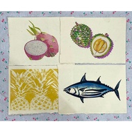 Do paper prints - Vietnamese agricultural products painting set on Do paper - paintings of fruits, v
