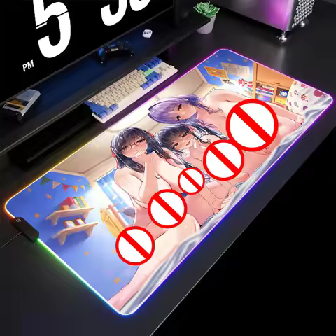 Hentai R18 RGB Mouse Pad Gamer Rubber Big Boobs Large LED Gaming Mousepad XXL Nipple Pussy Mouse Mat