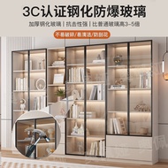 22Bookcase Integrated Entire Wall-Top Combination Glass Door Floor-to-Wall Wine Cabinet Simple Home Living Room Storage