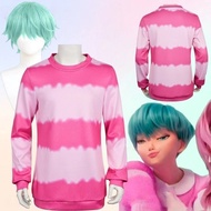 วิกผมอะนิเมะ KPop นักล่าปีศาจ Saja ชุดคอสเพลย์ผู้หญิงแขนยาวลายทางสีชมพูน่ารักชุด Y2k ฮาโลวีนปาร์ตี้ผ