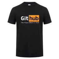 Github T Shirt Summer Men Funny Github The Place Where I Fork Cotton Short Sleeve T-shirts Mans Gift