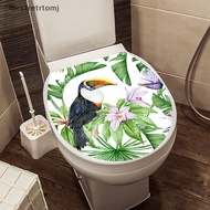 forstretrtomj WC Pedestal Pan Cover Sticker Toilet Stool Commode Sticker Home Decor Bathroon Decor 3D Printed Flower View Decals EN