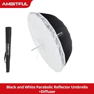 AMBITFUL 105cm 130cm 160cm Deep Parabolic Black Silver White Reflective Umbrella Studio Light Umbrel