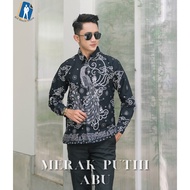 KEMEJA Merak White Ash Men's Batik Shirt Long Sleeve Solo Modern Batik Full Fur by Batik ALX