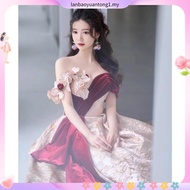 Formal Banquet Evening Dress Elegant 2024 New High-End French Off Shoulder Glamorous Annual Dinner P