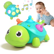 Musical Baby Toy for 1 Year Old - Crawling Turtle Infant Toys 6-12 Months, Press & Glow & Spin for C