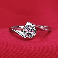 Free Shipping Finger Ring 正品D色莫桑石戒指女天使之吻50分钻戒 Pt950铂金钻石戒指情人节 Cincin