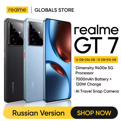 Russian Version realme GT 7 5G Smartphone Dimensity 9400e Chipset 7000mAh Battery 120W Charge 50MP S