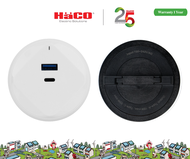 HACO Adapter เต้ารับ USB A+C/PD 20W สำหรับรางไฟ 12v 1.67a พร้อมไฟ LED สีน้ำเงิน รุ่น TR-USB/ACQ-