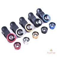 [AuraYuer] 3-in-1 Phone Camera Lens Kit Fisheye Mobile Phone Lenses 0.67X Zoom Wide Angle Macro HD U