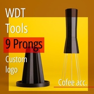 Wdt Tool 9 Prong Espresso Coffee Distribution Custom Logo Magnet Hanger Needle Distribution Coffee T