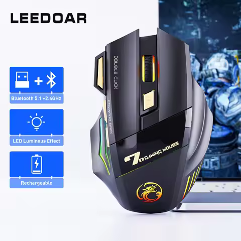 GW 2.4G and Bluetooth Wireless Mouse Silent Rechargeable Breathing Light 7 Keys DPI Adjustable Optic