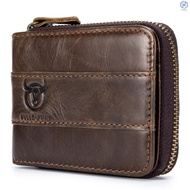 BULLCAPTAIN Men purse Bifold Muwd Gift Leather Travel Pouch for Zipper [ ] Wallet