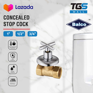 Balco Cross Handle Stopcock Stop Cock Shower Valve | Concealed Chrome (1/2" &amp; 3/4" &amp; 1")_TGS Mall