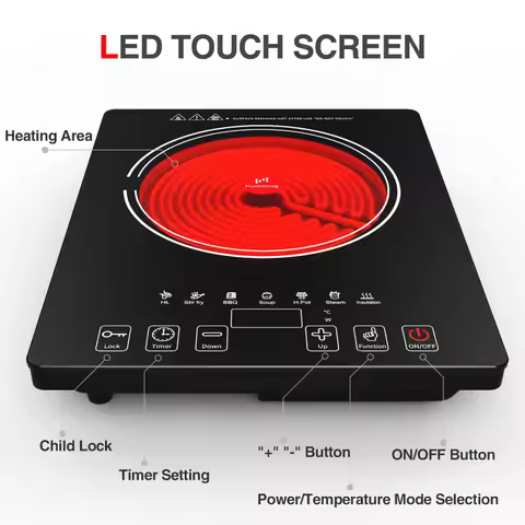 Single Burner Electric Cooker Ceramic Hob Induction Cooker Glass Housing Stove Infrared Cooker