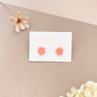 鉤織泡芙花耳環 醫療鋼耳針