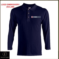 Microfiber Lengan Panjang Long Sleeve collar T Shirt Logo Embroidery Sulam CIMB BANK