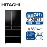 HITACHI 741公升白金觸媒ECO六門超變頻冰箱 RZXC740KJXK(琉璃黑)