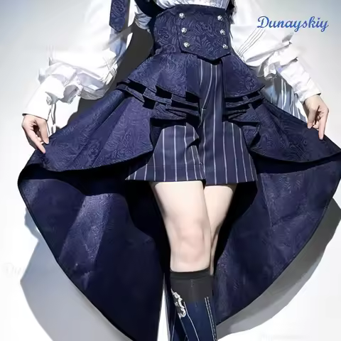 Lolita Ouji Jirai Kei Clothes Unisex Femboy Outfit Court Vintage Sapphire Blue Prince-style Shirt Wa