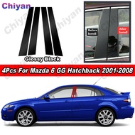 4Pcs Glossy Piano Black/Carbon Fiber Auto Car PC Material Window Door Decal B C Pillar Post Cover St