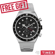 Timex TMTW2V69800UJ Men's Q Timex Three Time Zone Chronograph Stainless Watch