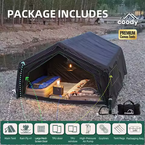 Coody 13.6 Air Tent-Black Outdoor Camping 4-8 Person Inflatable Tent Portable Air Tent For Outdoor F