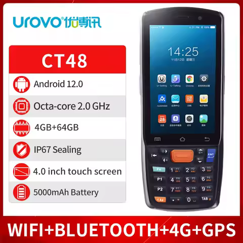 UROVO CT48 NFC Data Collector Android PDA Handheld Terminal Bluetooth WIFI GPS 2D Barcode Scanner ER