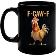 F-Caw-F Funny Chicken Mug | F Caw F Ceramic Coffee Cup | Novelty FCAWF Meme Rooster Crowing Coffee M