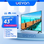 WEYON TV ทีวี 43 นิ้ว  HD  Smart TV 1G + 8G WIFI ในตัว Netflix และ Youtube / DVB-T2 / USB2.0 / HDMI