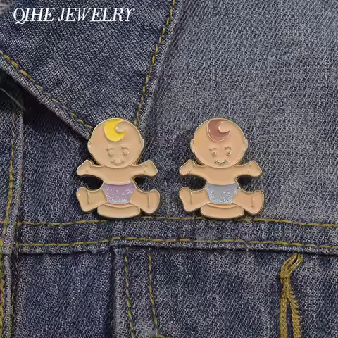 Cute Baby Polly Pocket Babies hard Enamel Pins Custom Funny Cartoon Children Metal Brooches Lapel Ba