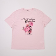 Max Fashions Pink Floral La Boutique De Fleurs Chest Print T-Shirt Pink Light