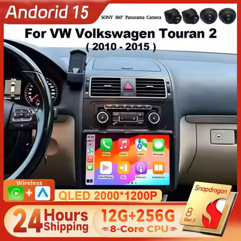 For Volkswagen Touran 2 1T 2010 - 2015 Android 15 Carplay Auto 2K Screen Car Radio Multimedia Player