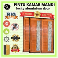 Pintu Kamar Mandi/Utama/Kamar Aluminium 70Cmx2M Urat Kayu Handle Kiri