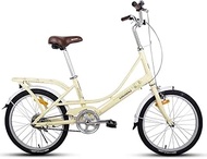 Fashionable Simplicity Adults 20 Folding Bikes Light Weight Folding Bike With Rear Carry Rack Single Speed Foldable Compact Bicycle Aluminum Alloy Frame " (Color : Light Yellow)