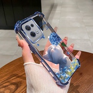 Case for OPPO Reno 7 8 4g 8 pro 5g F21S PRO 4G phone case flower cat four corner silicone TPU transp
