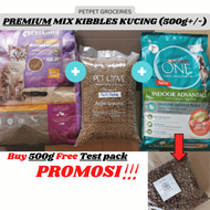 Mix Kibble Kucing Premium 500g / Makanan Kucing / Purina Indoor Advantage + Petland Purple + Petlove / Mix Cat Food / Makanan Kucing Campur