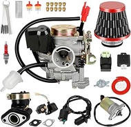EOPOAYI GY6 50cc Scooter Carburetor & Ignition Coil Starter Motor Relay Voltage Regulator CDI Kit Co