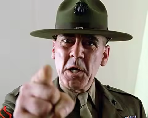 R. Ermey Full Metal Drill Sergeant Pointing 24x36 Classic Poster-aluminum