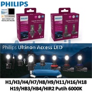 PUTIH Philips Ultinon Access LED H1 H3 H4 H7 H8 H9 H11 H16 H18 H19 HB3 HB4 HIR2 9005 9006 9012 6000K White White DC 12V Car Fog Headlight Size Halogen-Like Design