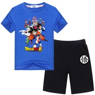 5慧เสื้อยืดพิมพ์ลาย Dragon Ball Z Super Goku 3 D กางเกงขาสั้นสําหรับเด็กผู้ชาย 2 ชิ้น