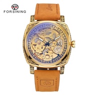 New Forsining European American Style Mens Fashion Vintage Engraving Hollow Automatic Mechanical Wat