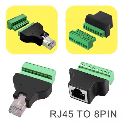 RJ45 Female To 8 Pin Connector RJ45 Male To Screw Terminal Adaptor RJ45 Splitter for CCTV DVR CCTV A