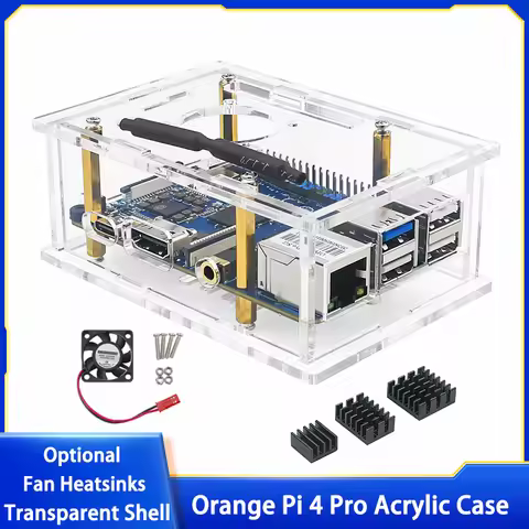 Orange Pi 4 Pro Acrylic Case Transparent Shell Cooling Optional Fan Heatsinks For Orange Pi 4 Pro