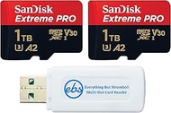 Everything But Stromboli SanDisk 1TB MicroSDXC Extreme Pro (2 Pack) Memory Card Works with GoPro Action Cam Hero 11 Black and Hero11 Mini (SDSQXCD-1T00-GN6MA) Bundle with 1 MicroSDXC &amp; SD Card Reader