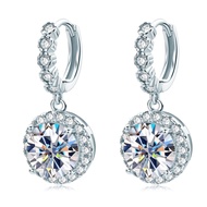 Moissanite Earrings, 925 Sterling Silver Dangle Earrings for Women, 1-3ct D-E Color VVS1 Moissanite 
