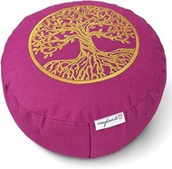 Yoga cushion, meditation cushion with embroidery, tree of life, 33 x 15 cm, filled with spelled bet,