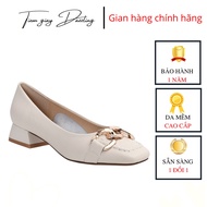 Women's square toe flat shoes, outstanding and luxurious chain charm doll shoes -tiemgiaydazzling DA