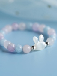 Morgan Rabbit Natural Morganite Crystal Childrens Bracelet Princess Holiday Gift for Little Bé Gáis 