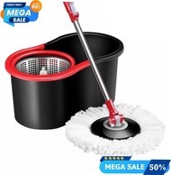 COD Spin Mop Alat Pel Putar Otomatis Peras Tanpa Pakai Tangan Stainless Steel Lantai Super Bersih + 