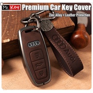[Mr.Key] for Audi A8 S8 Q7 Q8 SQ8 A3 A6 C8 A7 S7 D5 4N E-tron Zinc Alloy Leather Key Case Cover Fob 